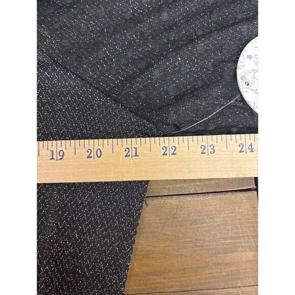 Jolie & Joy Black Glitter Long Sleeve Top With Sheer Polka Dot Balloon Sleeves X - Picture 7 of 8